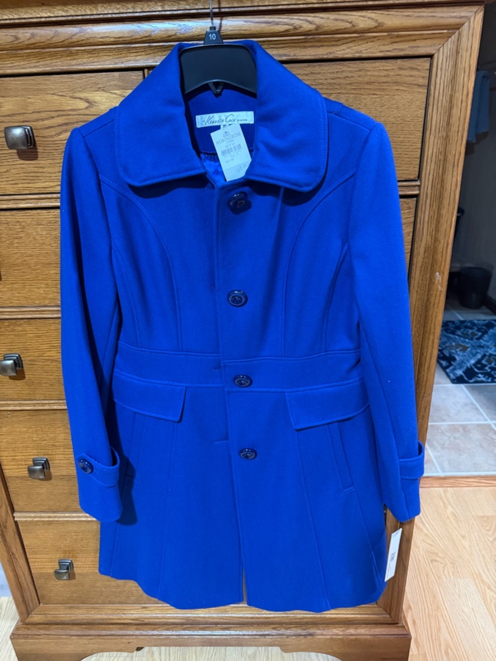 Kenneth Cole Reaction Women's Cobalt Blue Button-Up Pea Coat